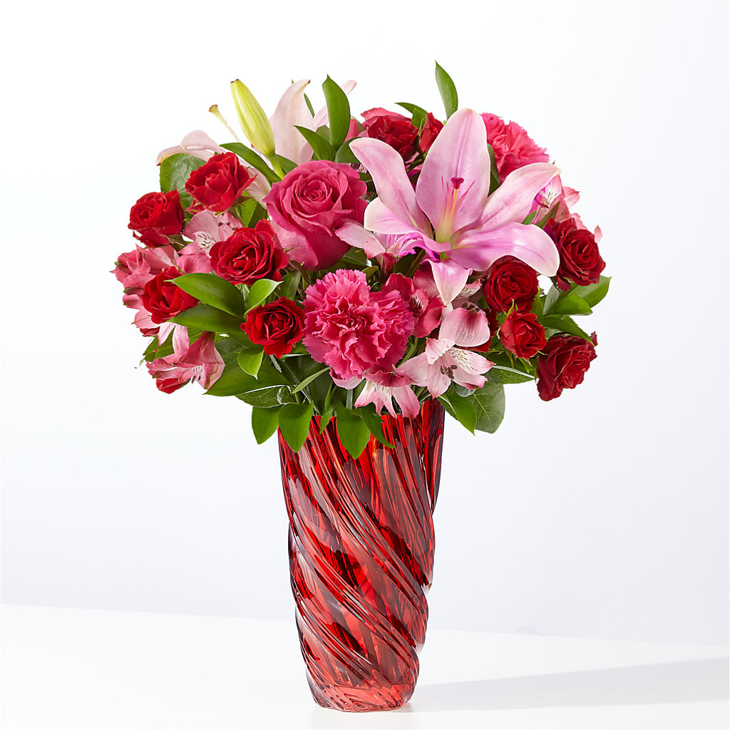 In Love Bouquet with Luxe Swirl Vase – Blakley Flower Shop Llc, Blakely GA