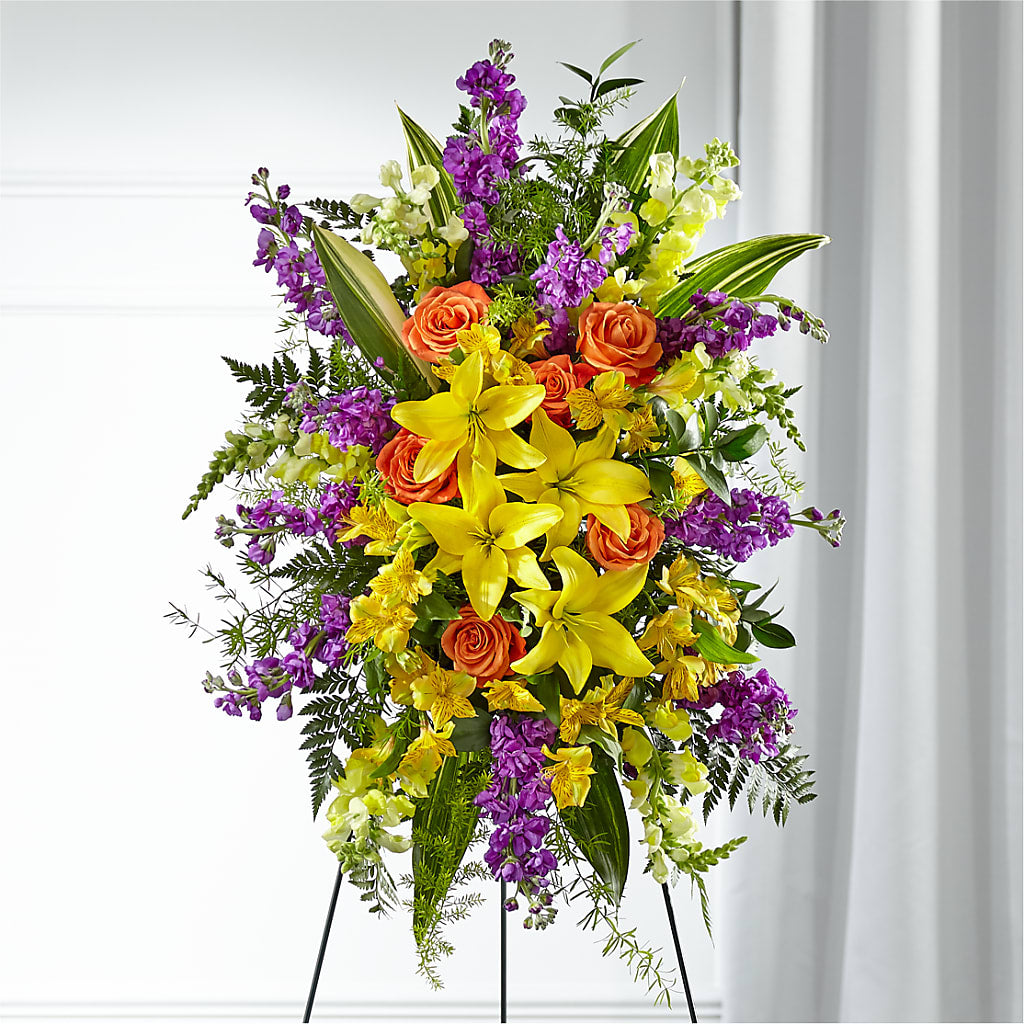 Thoughtful Prayers Standing Spray – Blakley Flower Shop Llc, Blakely GA