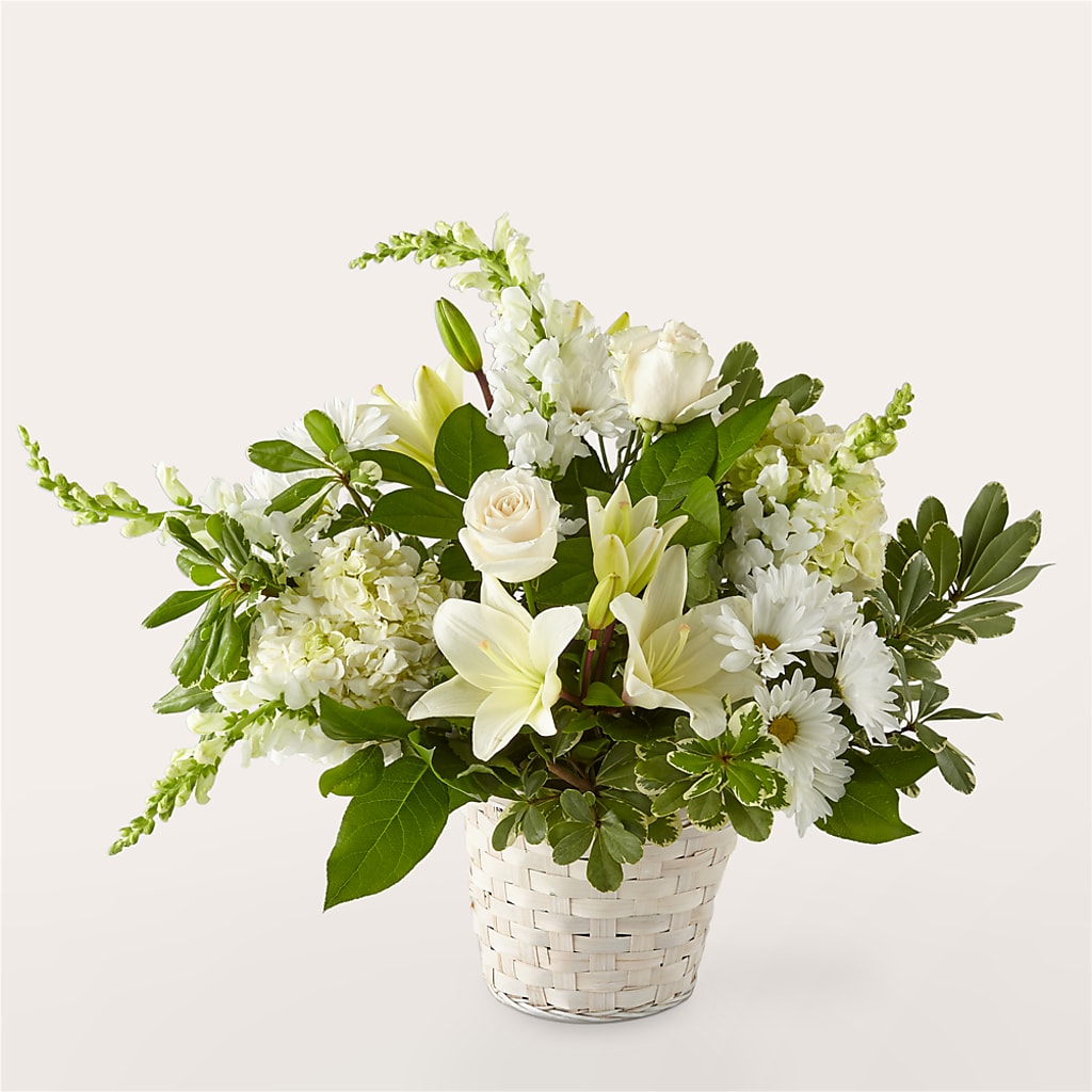 Ivory Elegance Floral Basket – Blakley Flower Shop Llc, Blakely GA