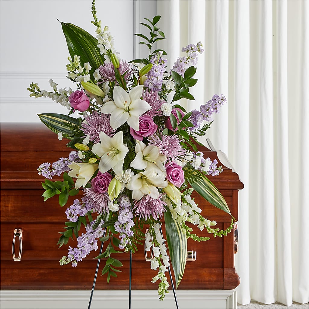 Grateful Hearts Standing Spray – Blakley Flower Shop Llc, Blakely GA