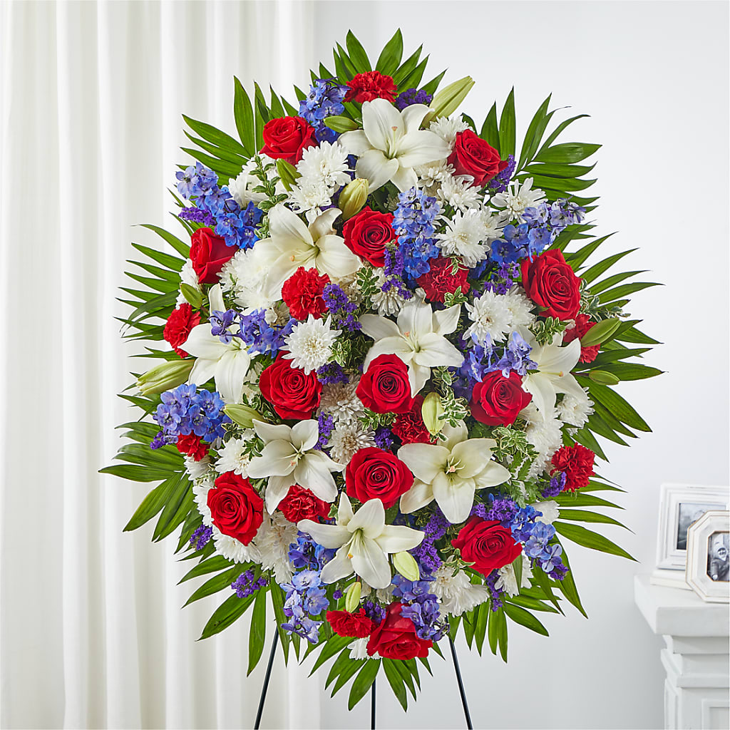 Cherished Service Standing Spray – Blakley Flower Shop Llc, Blakely GA
