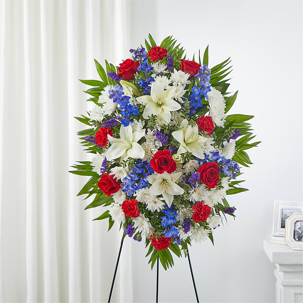 Cherished Service Standing Spray – Blakley Flower Shop Llc, Blakely GA