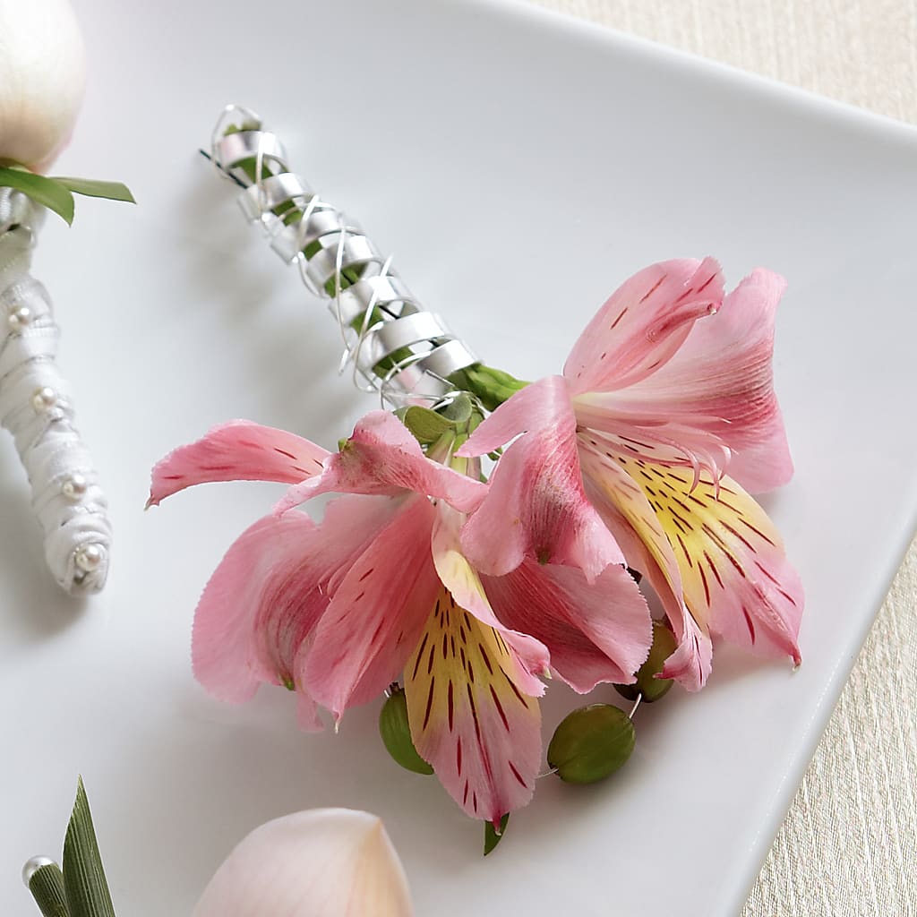 Pink Peruvian Lily Boutonniere – Blakley Flower Shop Llc, Blakely GA