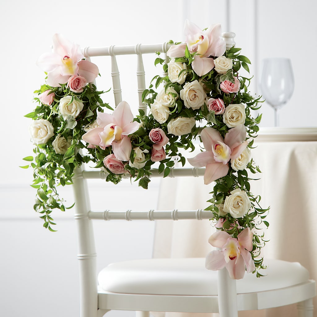 Orchid Rose Chair Décor – Blakley Flower Shop Llc, Blakely GA