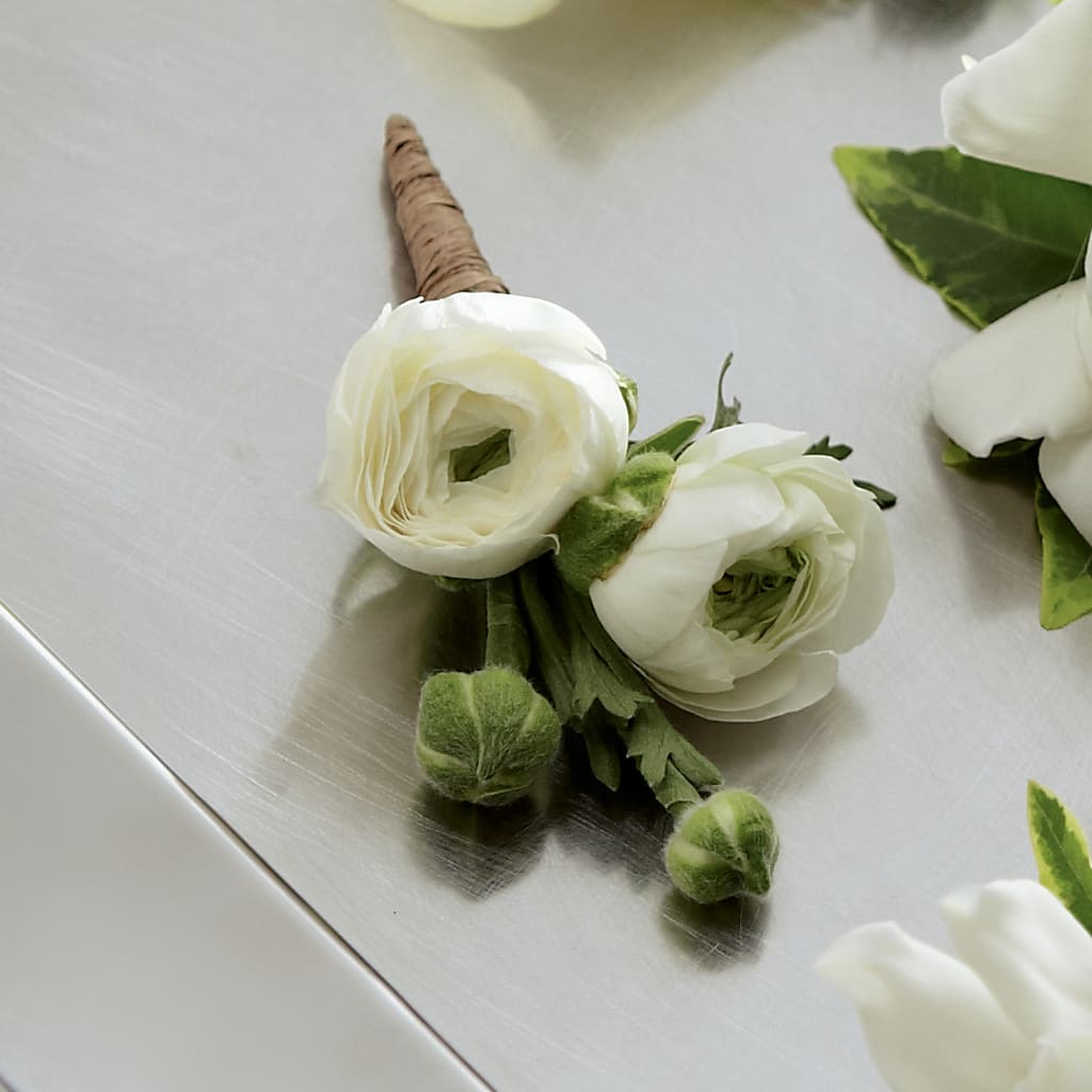 White Ranunculus Boutonniere – Blakley Flower Shop Llc, Blakely GA