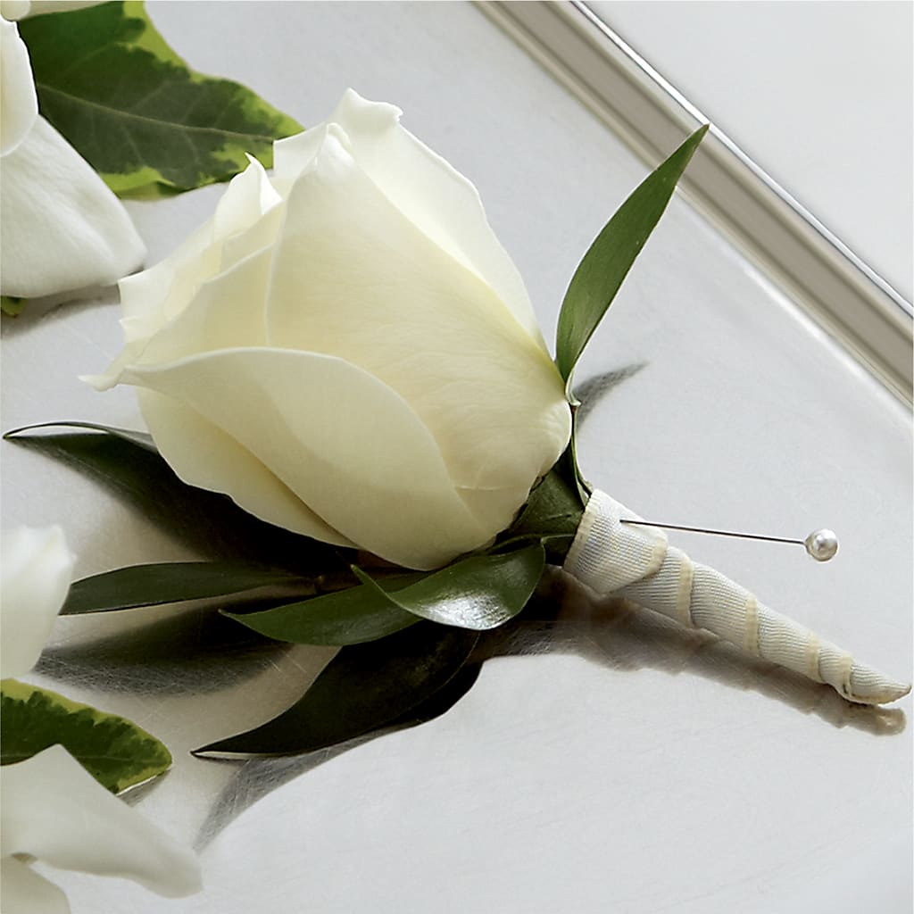 White Rose Boutonniere – Blakley Flower Shop Llc, Blakely GA