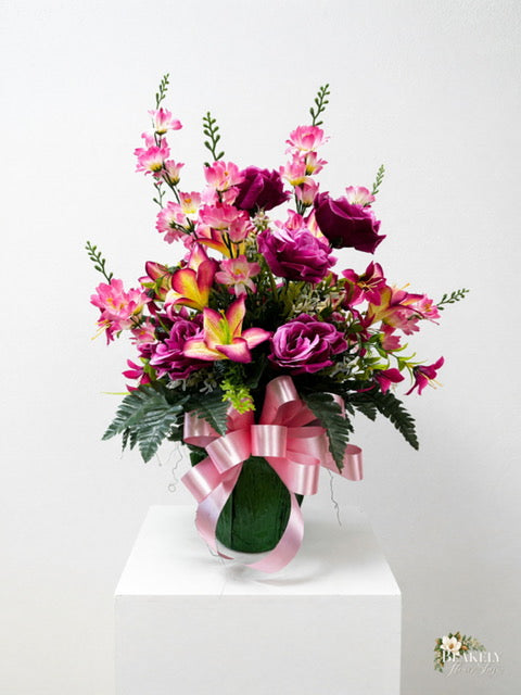 Forever Remembered Silk Cemetery Pot