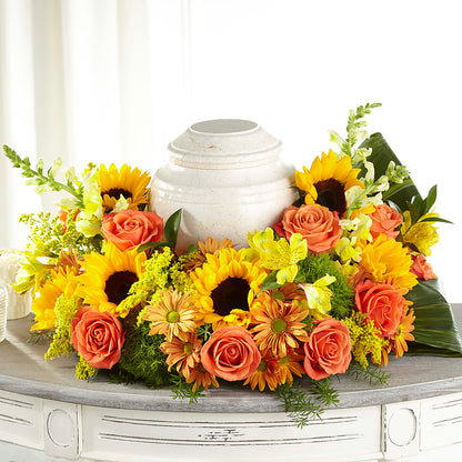 Faithful Sunflower Cremation Adornment –  Blakley Flower Shop Llc, Blakely GA